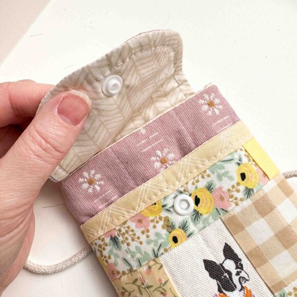 Handmade boston terrier patchwork cell phone/passport bag - Picture 7 of 10